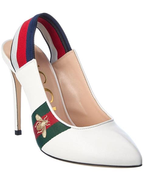 gucci sylvie 105 pump|Gucci Sylvie Web 105 Leather Slingback Pump in White .